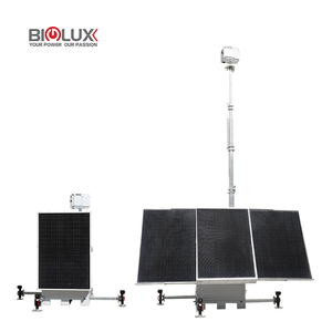 BIGLUX HiCUBE Portable Off-grid Trailer Unit Solar CCTV Tower Mast 3Pcs 3*450W Mono-Crystalline Solar Panel 7200WH DC24V