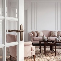 Poignée de porte à levier symétrique en laiton massif brossé or rose antique pour entrée d'appartement, chambre d'hôtel, avec système de verrouillage