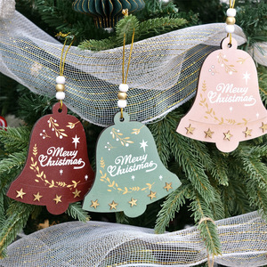 Adorno Navideño Colgante de Madera con Forma de Campana, Artesanía <span class=keywords><strong>Original</strong></span> de Fábrica Nicro, Decoración para el Hogar, Suministros para Fiestas - Product Image 1