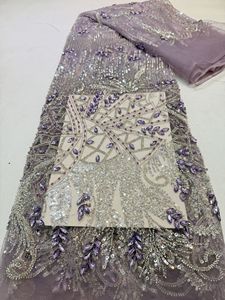 Tissu en gros : Tissu africain en maille brodée de perles et de sequins pour robes, tenues et vêtements pour enfants, dentelle de 5 yards - Product Image 1