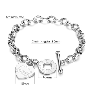 Pulseras de Cadena y Eslabones con Dijes de Corazón, Amor y Biblia, en Oro, Plata y Acero Inoxidable para Mujer - Product Image 4