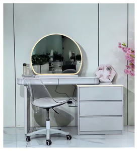 Modern Makeup <b>Vanity</b> Table With <b>Lighted</b> Mirror Storage Desk For Bedroom Furniture - Product Image 1