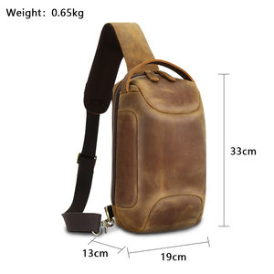 Herren Leder Vintage Marke Schulter für Männer Echte Herren Brusttaschen Cross body Wasserdichte Messenger Brusttasche - Product Image 3