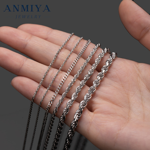 Anmiya 925 Sterling Bạc hip hop Chuỗi vòng cổ chiều dài khác nhau dày Cuba liên kết chuỗi trang sức nam làm phụ kiện thời trang - Product Image 2