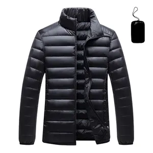 Mens Winter Jacket Down Men's Down Jacket Lightweight Down Jackets OEM Logo Stand Collar Long Sleeve Black Color