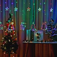 138 LED Batteriebetriebene 3,5m Funkelnde Sternenbaum Fenster Vorhang Lichterkette mit Glocken für Weihnachtsdekoration