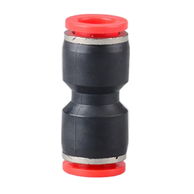 PU one touch union red button black plastic pneumatic fittings air hose push in quick pipe connector plastic pneumatic fittings