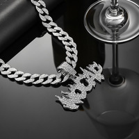 Cadena Cubana de Aleación de Zinc con Incrustaciones de Diamantes de Imitación y Colgante de Llama NOCAP para Hombre, Estilo Hip Hop Urbano