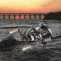 Vente Flash Moulinet de pêche à la ligne et au jigging 150g pour gaucher, en acier inoxydable, système à deux vitesses, système anti-retour, rapport de transmission 7.2:1