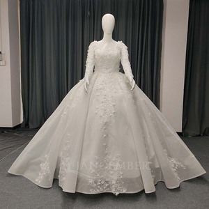 Lsany229 Vintage <b>Ball</b> Gown Lace Wedding Dresses Long Sleeve Appliques Bridal Gowns Vestidos De Novia Jancember - Product Image 2
