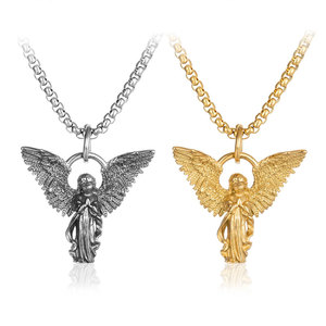 Collier pendentif <span class=keywords><strong>ange</strong></span> personnalisé en acier inoxydable 316L plaqué or 14k 18k pour femmes <span class=keywords><strong>et</strong></span> hommes, vente en gros - Product Image 1
