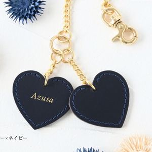 Double Heart Leather Keychain with Metal Chain Bag Charm for <b>Couples</b> Anniversary Valentine's Day Gift - Product Image 3