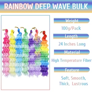 Cabello Sintético de Crochet de 24 Pulgadas y 100g, Estilo Boho, Ondulado Profundo, Estilo Playero, Ondulado Húmedo y Profundo, para Peinados con Trenzas, Precio de Fábrica - Product Image 5