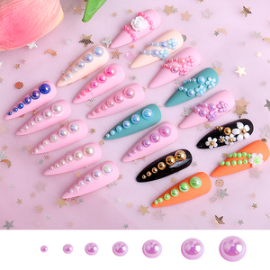 Échantillon gratuit : 7 grilles de perles demi-rondes de tailles assorties, strass à dos plat, bijoux, décoration d'art d'ongles 3D DIY, matériau en résine - Product Image 6