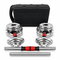 Ensemble d'haltères réglables 44 lb, barre de musculation 2-en-1, entraînement de force à domicile, plaques chromées, vente en gros, marque privée