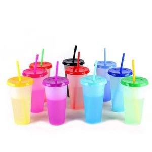 <span class=keywords><strong>Taza</strong></span> Mágica de Plástico de 16 oz con Logotipo Personalizado, Cambia de Color, con Pajita de PP, Apta para Agua Hirviendo, Vaso que Cambia de Color - Product Image 1