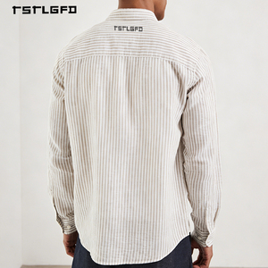 Custom Men's Outerwear Utility Shirt Beige Cotton Twill Oversized Fit <b>Button</b>-Down Streetwear Essentials - Product Image 3