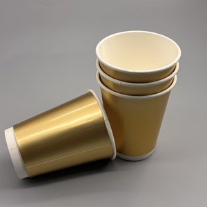 Gobelets en papier jetables de luxe à surface dorée, revêtement PE de qualité alimentaire, pour boissons chaudes et froides - Product Image 1