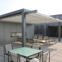 Auvent rétractable motorisé pour terrasse, balcon, patio, en aluminium écologique avec revêtement en poudre, sur mesure, en gros