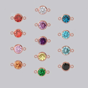 Vintage Jewelry 14K Rose Gold Filled Bezel Zircon Stone <strong>Beads</strong> 12 Birthstone Connectors High Quality Unisex for Jewelry Pendants - Product Image 6