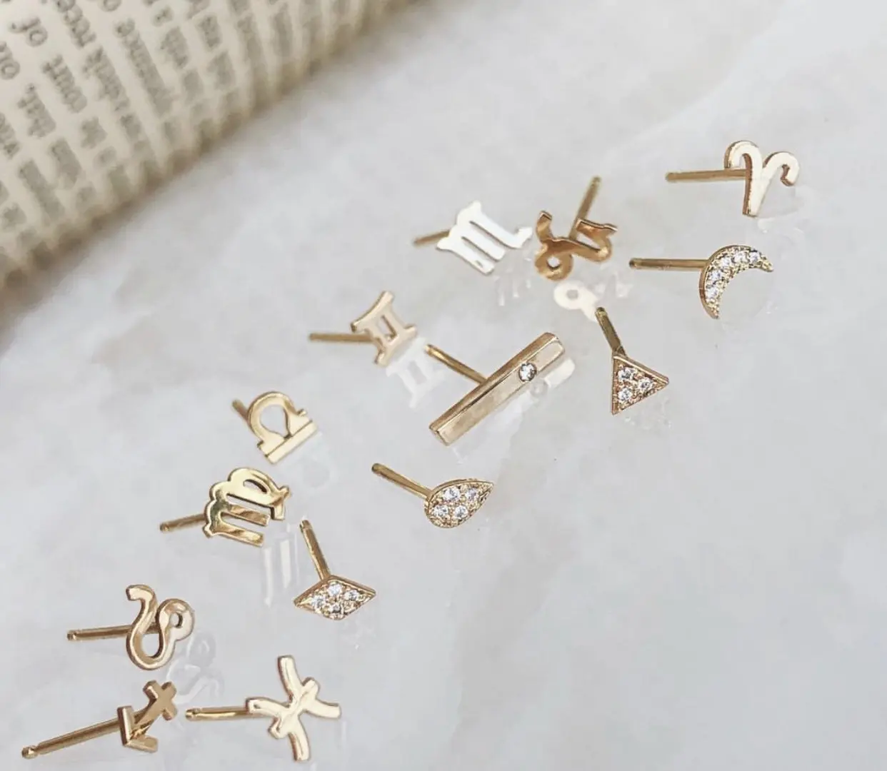 Minimalist Delicate Jeweri Stainless Steel Jewelry Earrings Women 18k Gold Plated Tiny Zodiac Sign Stud Earrings