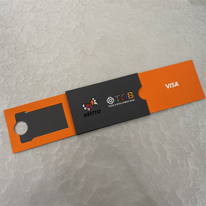 Britto Visa Card Holder <b>Slide</b> Out Box <b>Orange</b> Black UV Coated Reusable Rectangle Paperboard Packaging - Product Image 1