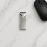 Flashdisk USB Logam Lipat V-Fold 4GB 8GB 16GB 32GB 64GB Warna Perak Champagne, Logo Custom