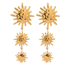 Jinhua Star Shape Drop Earrings 18k Gold Plated Stainless Steel Geometric Party Jewelry - Product Image 5
