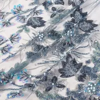 Fabrik günstigen Preis netto mit schweren Perlen und Perle Braut Luxus Pailletten Stickerei Spitze Stoff für die Hochzeit