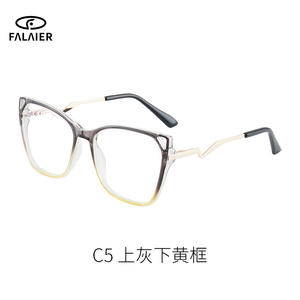 Monturas de Gafas Cat Eye FalaiEr TR87059 con Protección Anti Luz Azul para Mujer, Montura Completa, Lentes AC, Estilo Europeo - Product Image 1