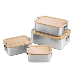 Hot Sale Stainless Steel Lunch Box With Bamboo Lid Customizable Bento Lunch Box With Buckle