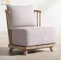Muebles de madera de teca, nuevo sofá de madera maciza de un asiento, diseño de estilo chino, sofá de madera para exteriores con cojín