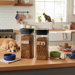 Vacare Wholesale Airtight Cat <b>Dog</b> Pet <b>Food</b> Storage <b>Container</b> Pet Plastic Cans Square Pet Jar <b>Food</b> Grade Material Keep Fresh - Product Image 3