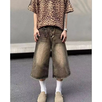 FY américain rétro recadrée hommes jambe large Shorts jean hommes Y2k Baggy lavé ample droit décontracté Couple Shorts 3/4 jean pour hommes