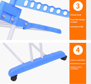 Stendibiancheria a 3 Ripiani con Ruote e Ganci Appendiabiti Extra Stendino Multiuso per Vestiti - Product Image 6