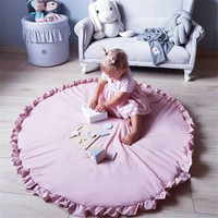 Alfombra de tela redonda de color sólido con encaje, producto de moda INS, tapete para gatear, alfombra para habitación de bebé, manta decorativa para habitación infantil