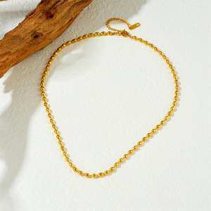 Fashion Design Oval Ball Chain Gold Plated Clavicle Necklace For Women Gift - Product Image 3