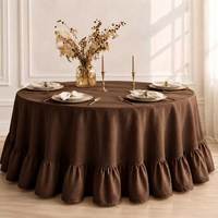 Nappe ronde en coton et lin à volants, style bohème et campagnard, pour hôtel, mariage, événement, tailles personnalisées