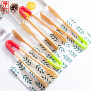 Bamboo Food Clips With <b>Silicone</b> Handles For Kitchen <b>Baking</b> And Buffet Use - Product Image 1