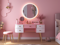 Offre spéciale en bois massif MDF respectueux de l'environnement Table de toilette de maquillage Commode de chambre à coucher avec miroir de maquillage éclairé par LED