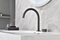 Robinet mitigeur de lavabo à 2 trous en laiton brossé couleur bronze, corps et poignée en cuivre avec bec en SUS304, robinet de salle de bain à poignée unique