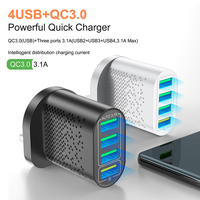 Adaptateur mural multi-USB 4 ports QC3.0 30W 5V/3A, chargeur rapide avec protection OTP/OVP, certifié CE, prise UK pour Android, parmi les plus vendus