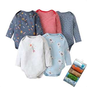 Conjunto de 5 Piezas para Bebé Recién Nacido, Primavera, Body de Manga Larga de Algodón para Niño y Niña, Romper para Bebé - Product Image 3