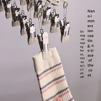 Corde à linge multifonctionnelle à double couche en métal lisse nouvellement améliorée à 20 clips adaptée aux vêtements et aux chaussettes