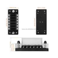 Boîtier de fusibles automobile 6 voies avec bus négatif 12V, support de fusibles standard automobile, boîte à fusibles à lame ATO/ATC 6 circuits pour applications électriques marines