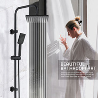 Leelongs Colonne de Douche Murale en Acier Inoxydable, Ensemble de Douche Pluie Noir, Système de Robinet