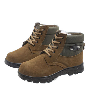 Winter Men's Snow Boots Thickened Fleece Lined Warm Cold Proof Non Slip Work Boots Mid Heel Solid Color - Product Image 5