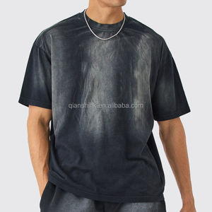 Nouveaux t-shirts vintage surdimensionnés personnalisés pour hommes, t-shirts d'été avec logo, col montant, coton uni, délavage à l'acide, t-shirts vierges pour hommes - Product Image 3