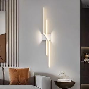 Modern Simple Art Grille Long LED Aluminum <b>Wall</b> Lamp with Sensor Control <b>Dimmable</b> for Bedroom Hotel Living Room Decoration - Product Image 3