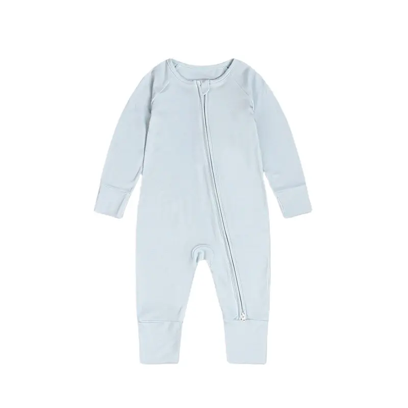 Pyjamas pour bébés avec fermeture éclair doux et respirant pour dormir sur le devant Vêtements pour bébés Barboteuse